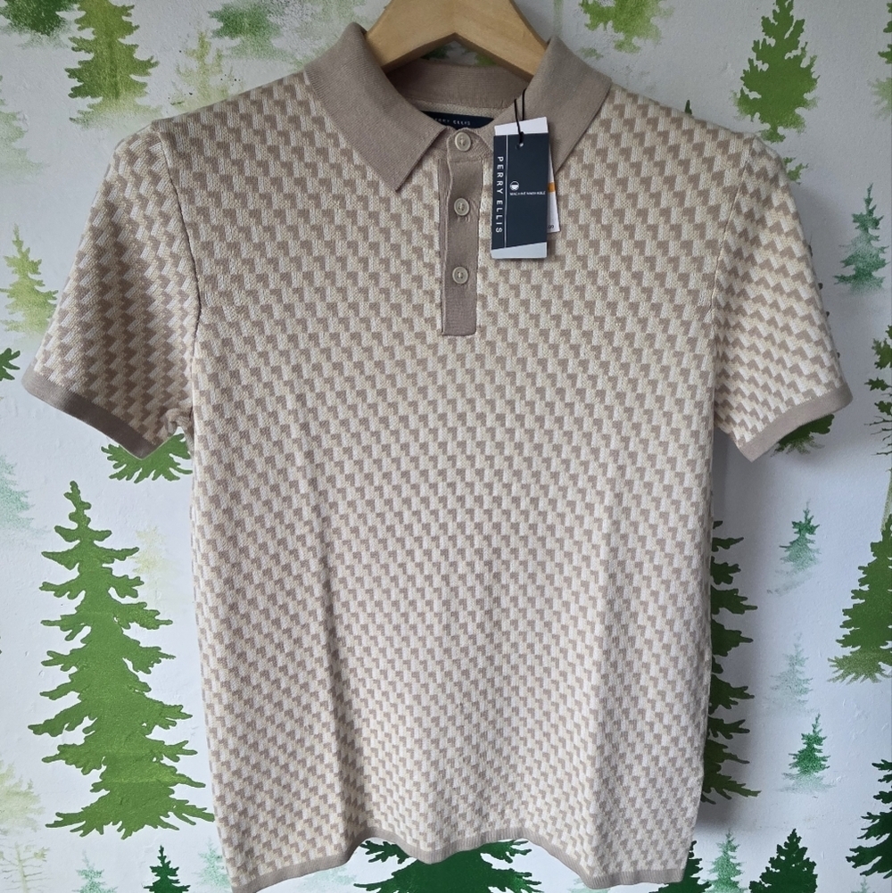 Perry Ellis Beige Polo Shirt